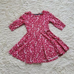 Mini Boden twirly dress with 3/4 sleeves and mermaid pattern: Size 3-4